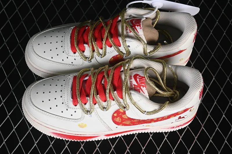 All categories Nk Air Force 1 Air Force series Nk Air Force 1 Low Air Force low-top Nike Air Force 1'07 Low "Lucky Steed Traces" Hand-painted graffiti Year of the Horse limited edition Red gold rima Air Force 1 low-top casual sneakers SD2023-402